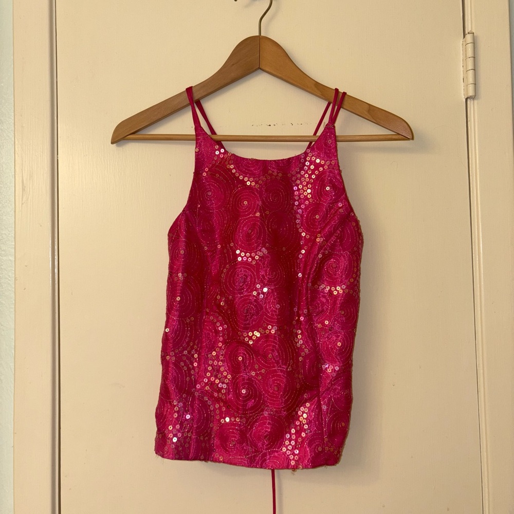 Fuchsia Sequin Corset Y2K Party Top